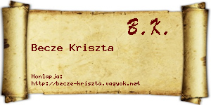 Becze Kriszta névjegykártya